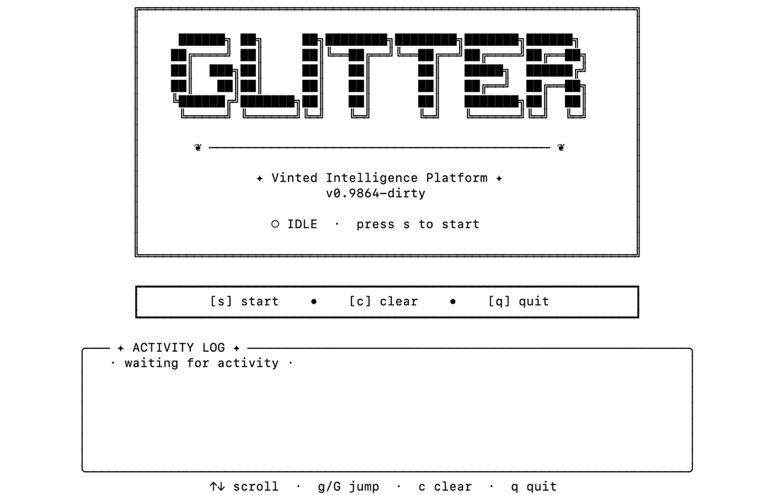 Glitter Vinted intelligence platform terminal interface